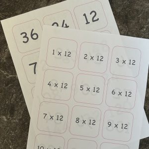12 times tables printable