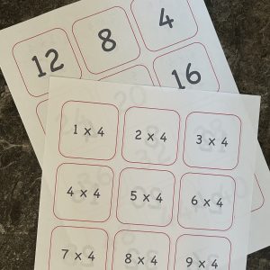 4 times tables printable