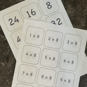 8 times tables printable