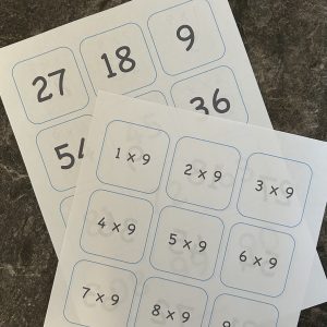 9 times tables printable