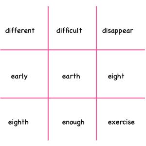 Year 3 & 4 Common Exception Words Noughts and Crosses Games
